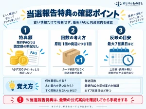当選報告でもらえる特典はいくら?現行FAQでは固定額の明記なし